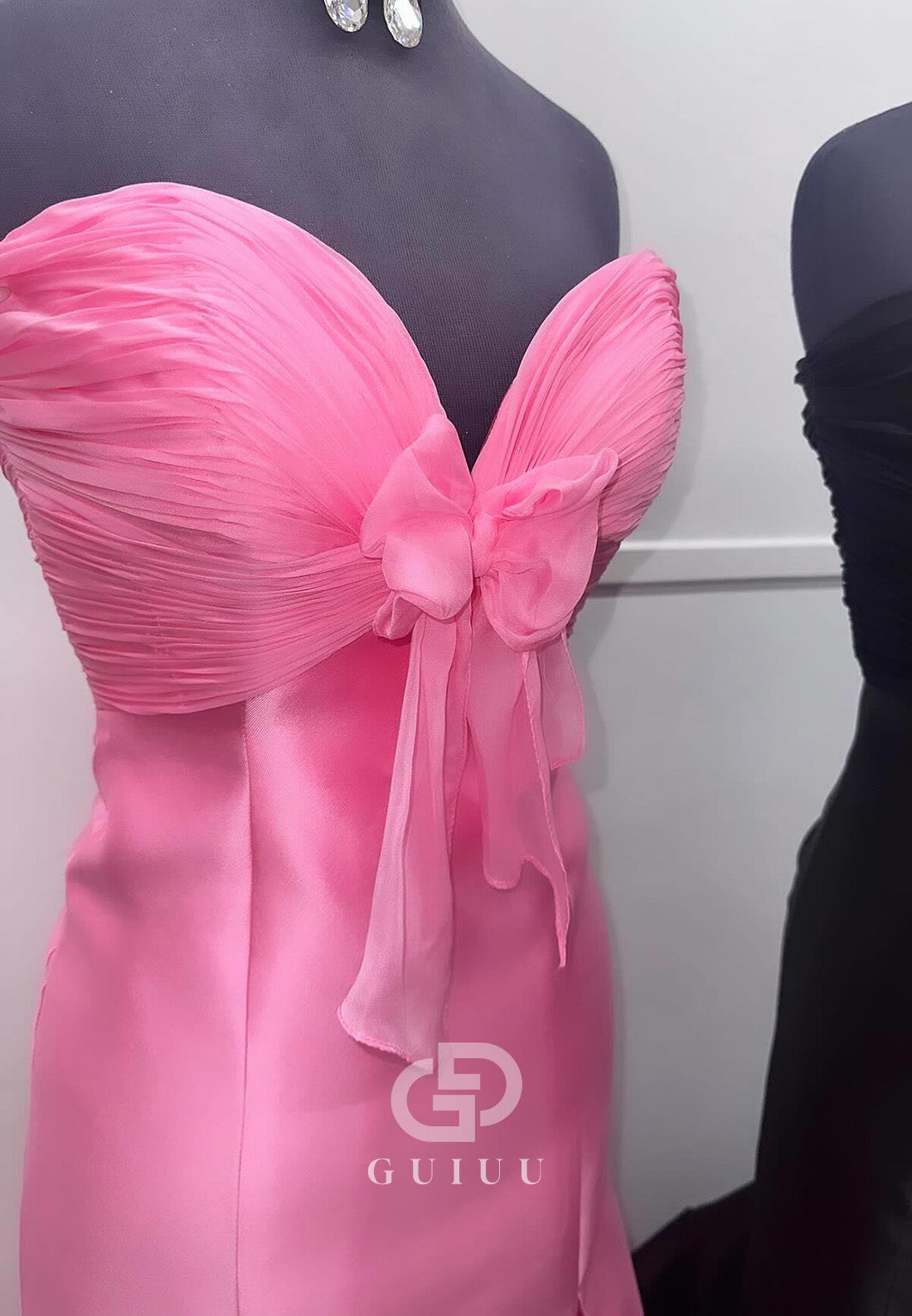 Simple Sleeveless Strapless Slit Mermaid Prom Dress