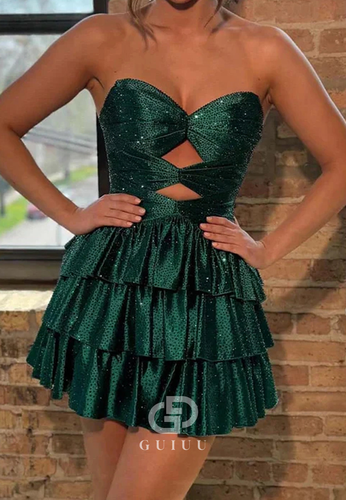 A-Line Strapless Sleeveless Ruffles Short Homecoming Dress