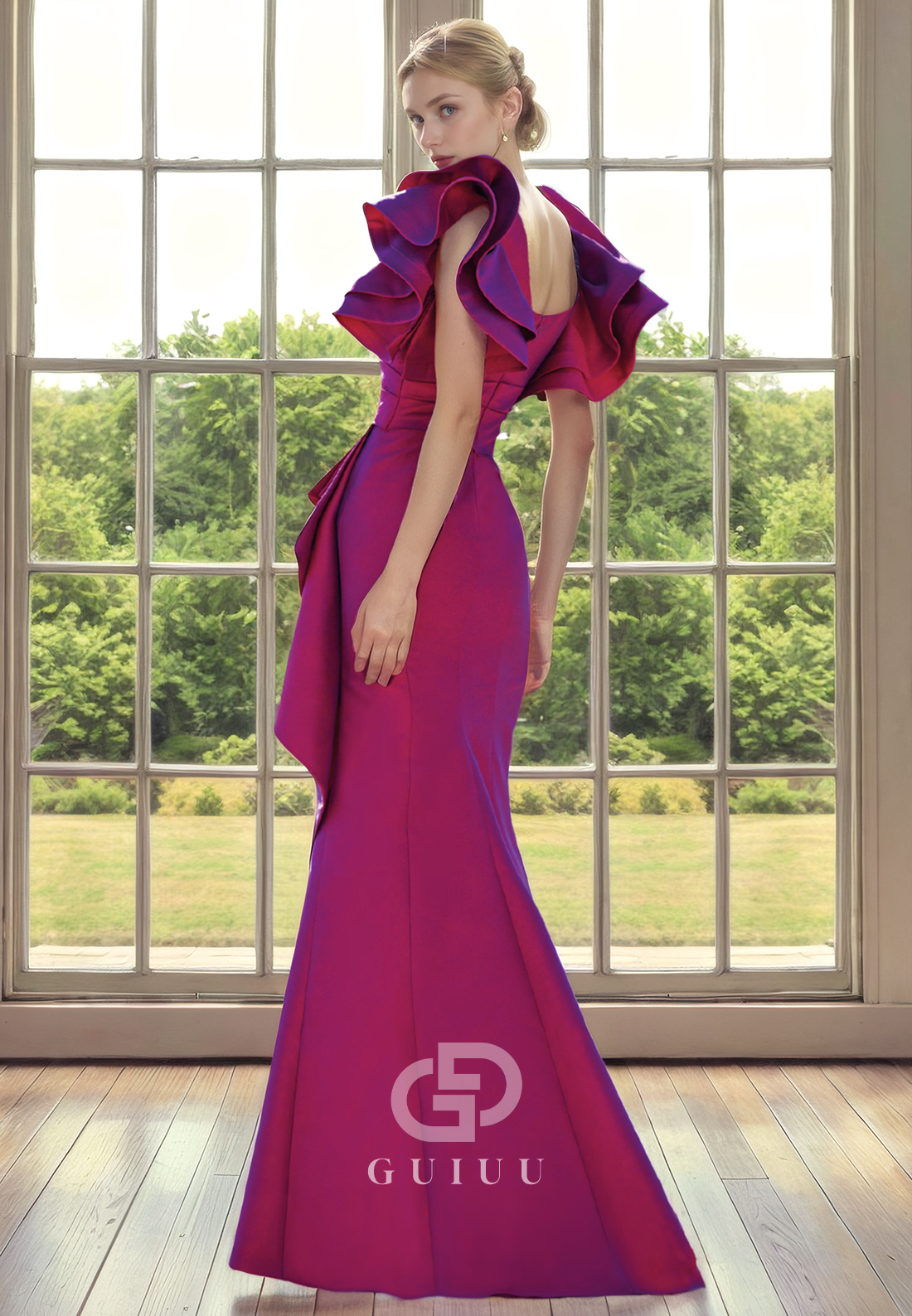 Sheath V Neck Sleeveless Pleated Back Zipper Mther of Bride Dress with Side Slit