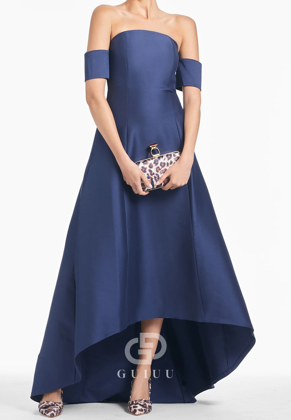 A-Line Off-Shoulder High Low Satin Mother of the Bride Dress