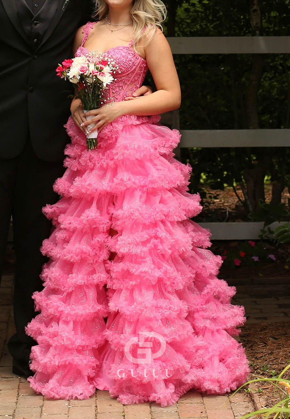 Blushing Pink Spaghetti Straps Sweetheart Ruffles Prom Dress