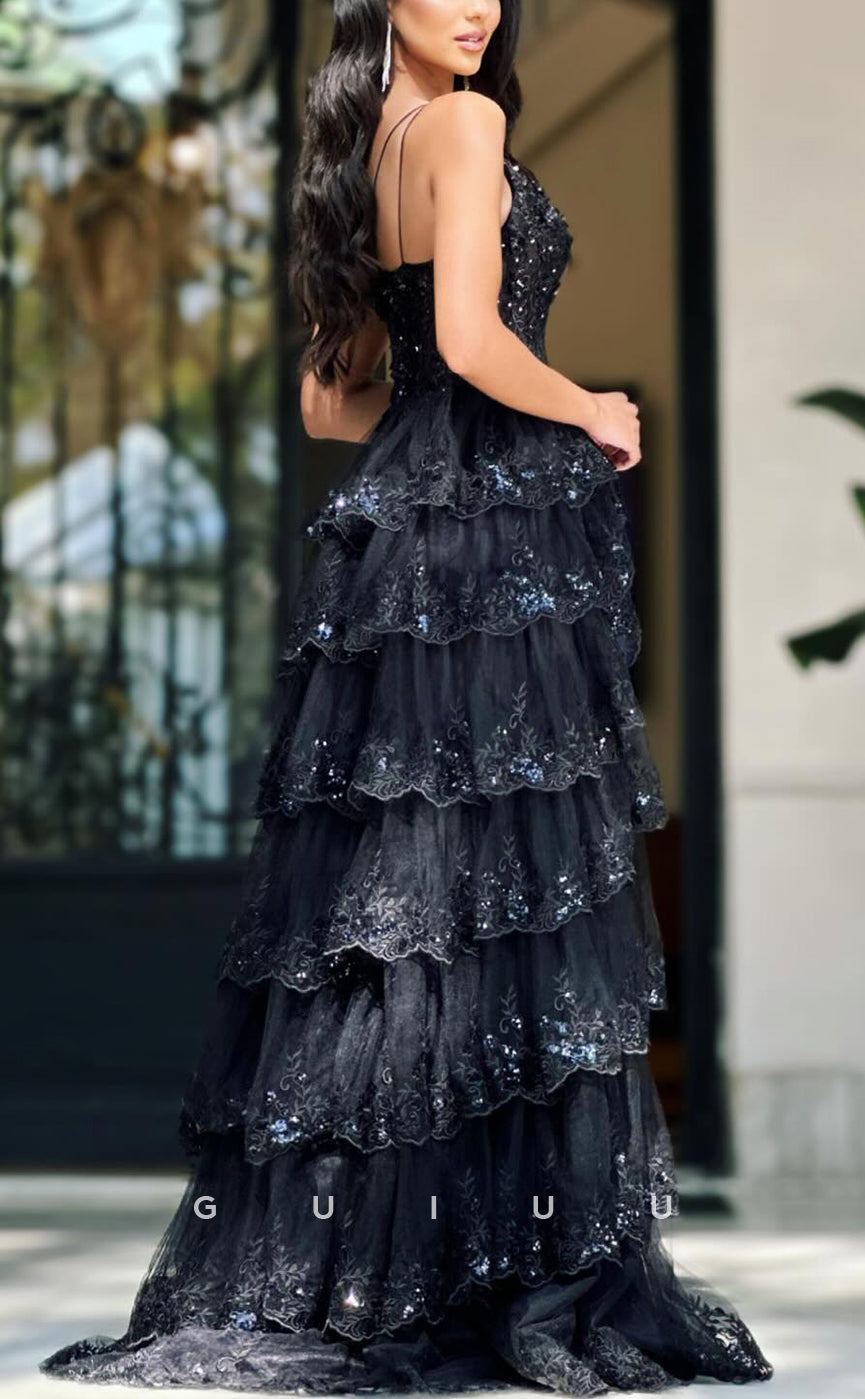 G3901 - Chic & Modern A-Line One Shoulder Floral Emboidered and Beaded Ballgown Party Prom Dress with High Side Slit