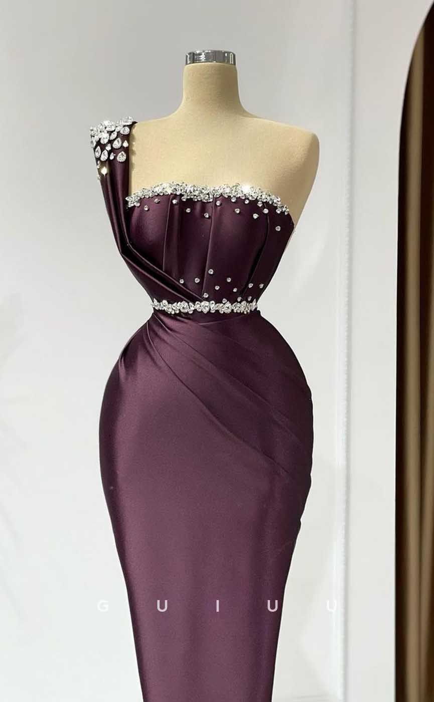 G4131 - Classic & Timeless Sheath One Shoulder Beaded and Draped Formal Evening Party Prom Dress