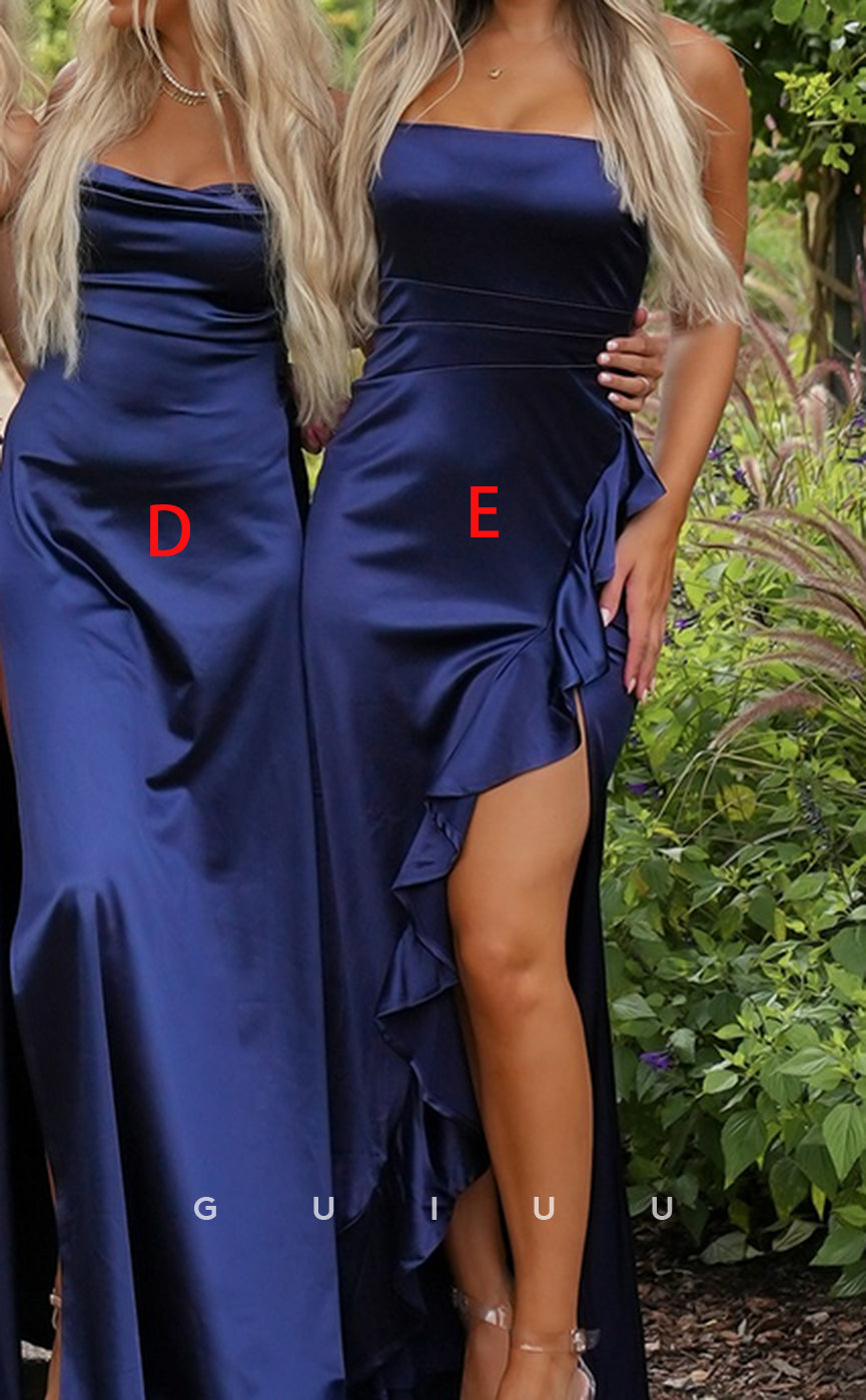 GB124 - Sexy & Hot Sheath Sweetheart Straps High Side Slit Allove Lace Ruffled Bridesmaid Dress