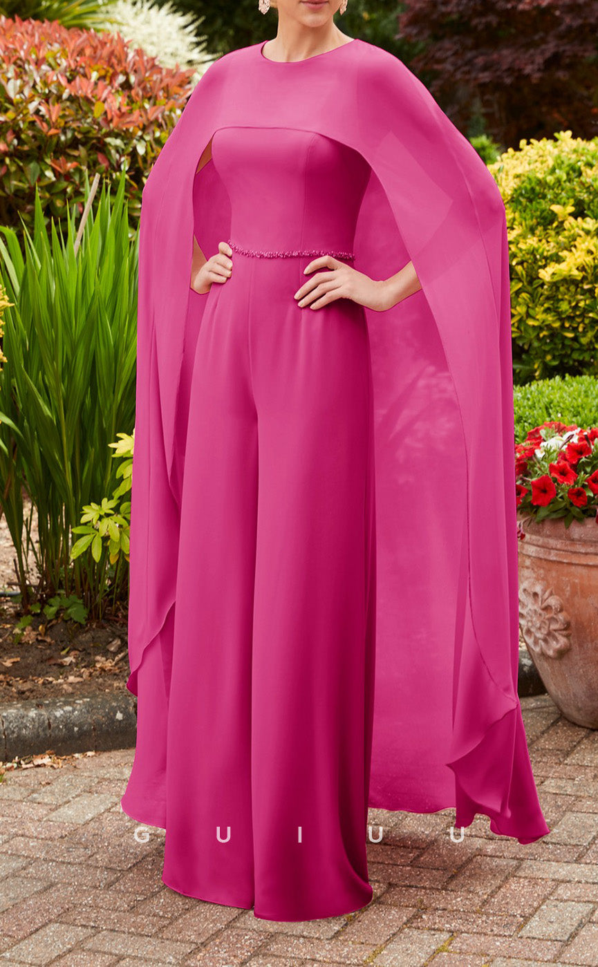GM726 - Classic & Luxurious Jumpsuit Scoop Beaded With Overlay Floor-Length Mother of the Bride Dress