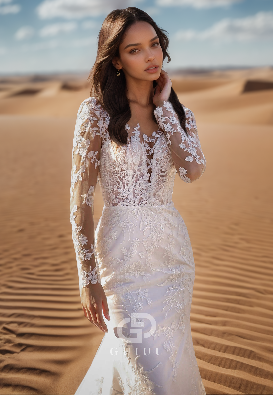 Mermaid Long Sleeves Sweetheart Corset Tulle Romantic Wedding Dress