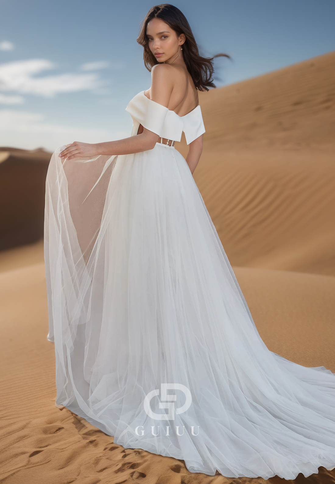 Simple Off-Shoulder Sleeveless White Pants Satin Wedding Dress