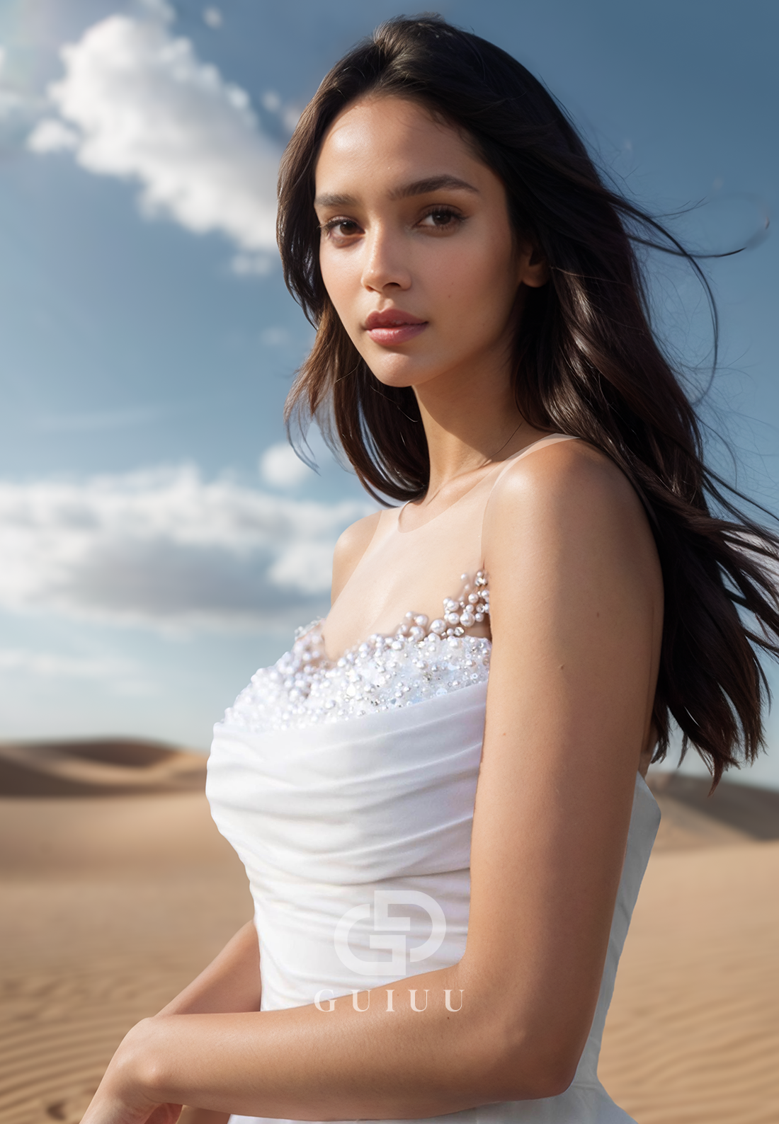 A-Line Sleeveless Sequins Empire-Waist Lace Wedding Dress