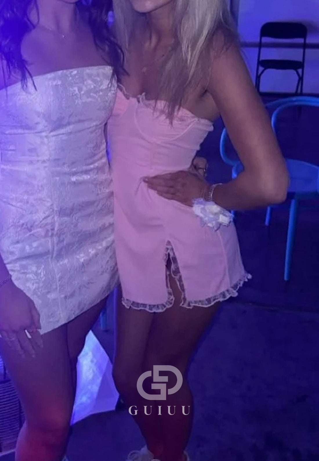 Pink Strapless Empire-Waist Mini Homecoming Dress with Lace