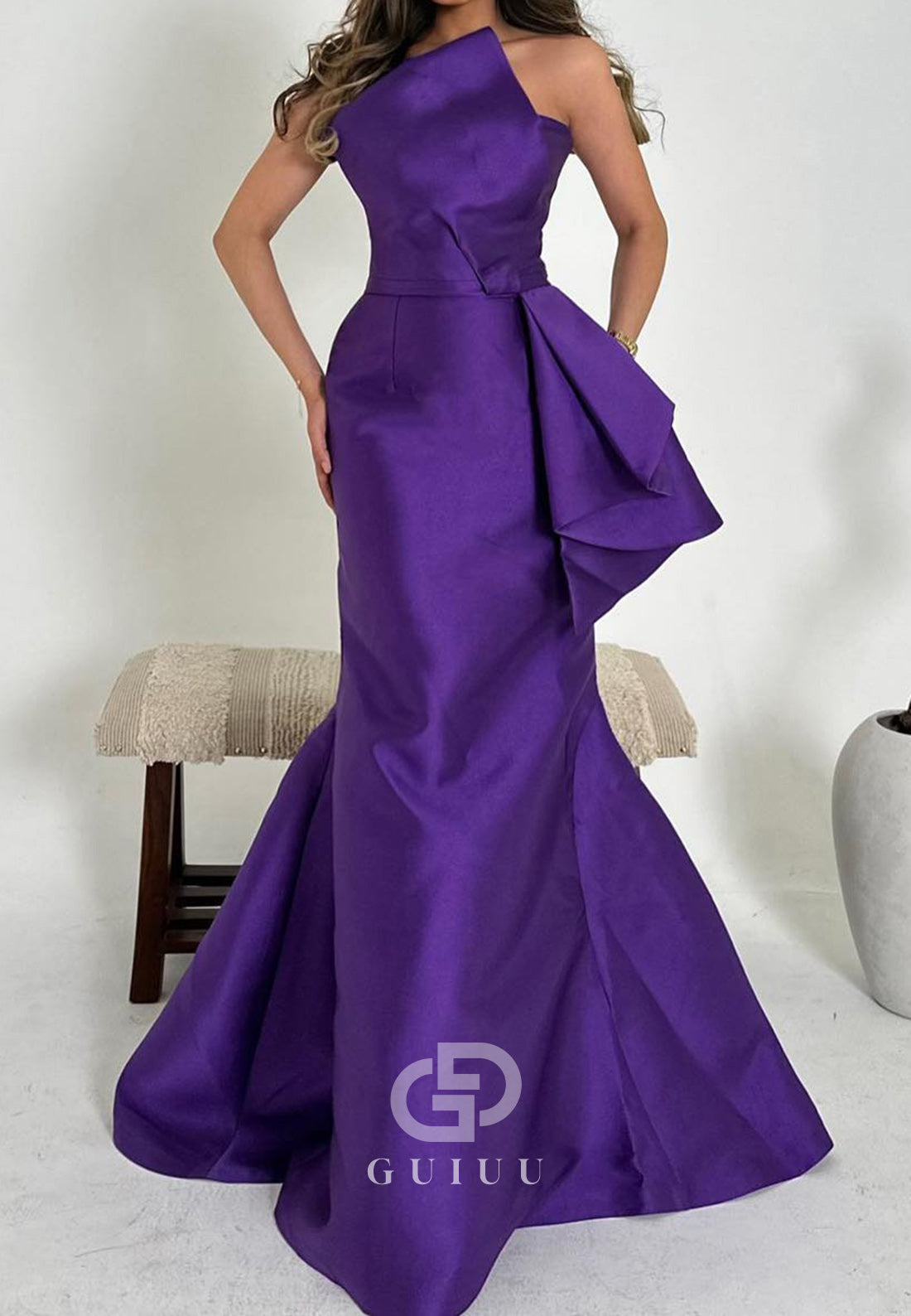 Regency Strapless Sleeveless Ruched Mermaid Evening Dress