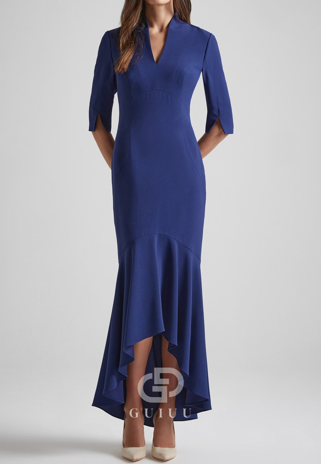 Simple Long Sleeves V-Neck A-Line Mother of the Bride Dress