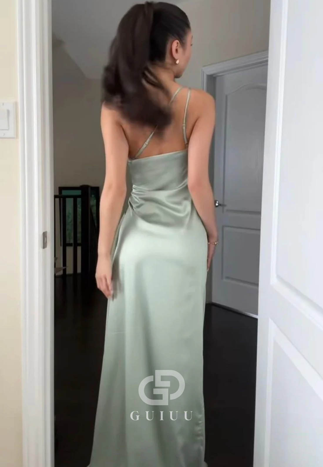 Simple Mermaid Spaghetti Straps Mint Green Long Prom Dress