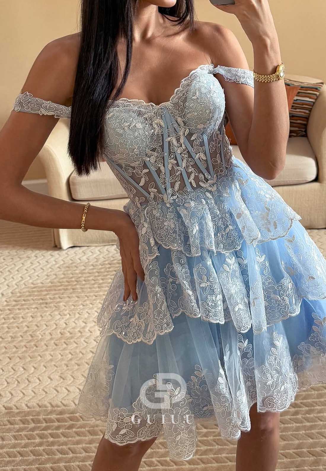 Sky Blue Sweetheart Sleeveless Ruffles Homecoming Dress