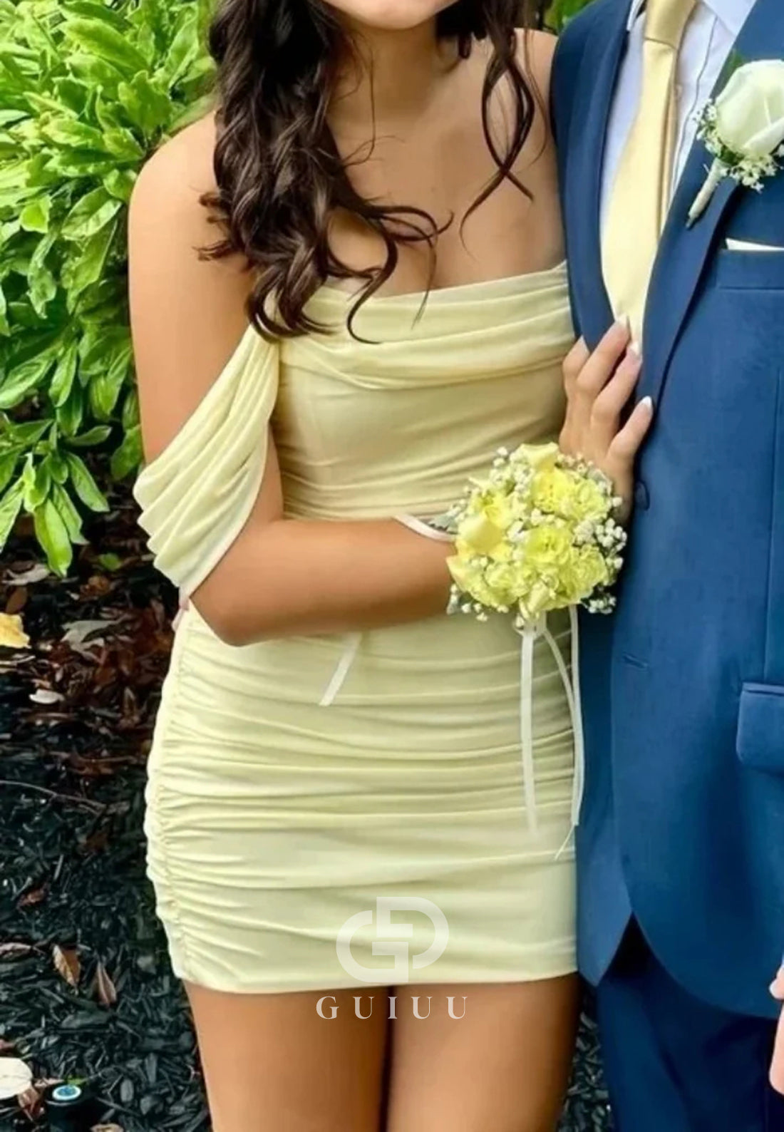 Stunning Off the Shoulder Ruched Bodycon Short Homecoming Dress