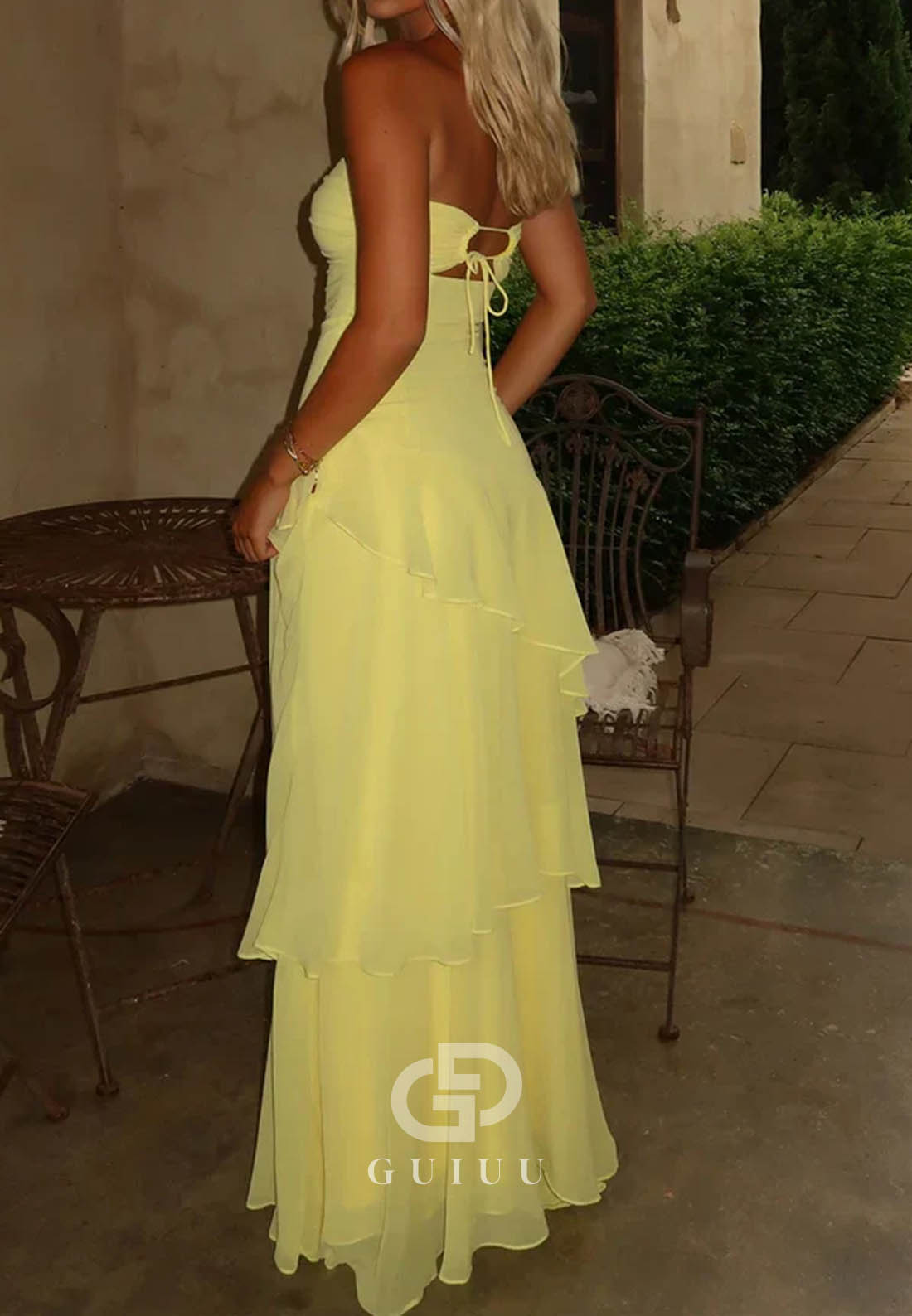 Trendy Mermaid Sweetheart Yellow Long Prom Dress with Ruffles