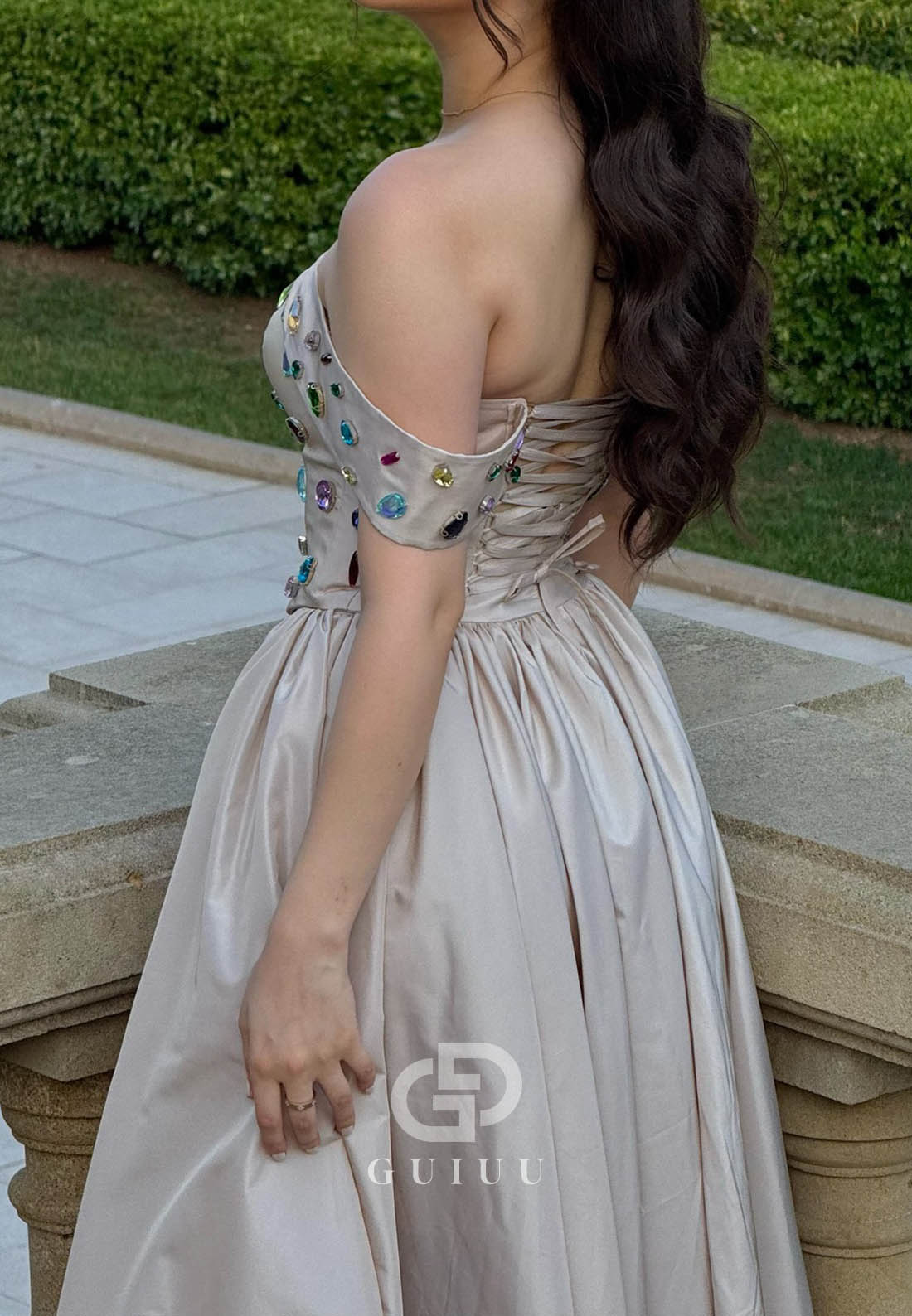 Simple Off-Shoulder Sleeveless Beads A-Line Prom Dress