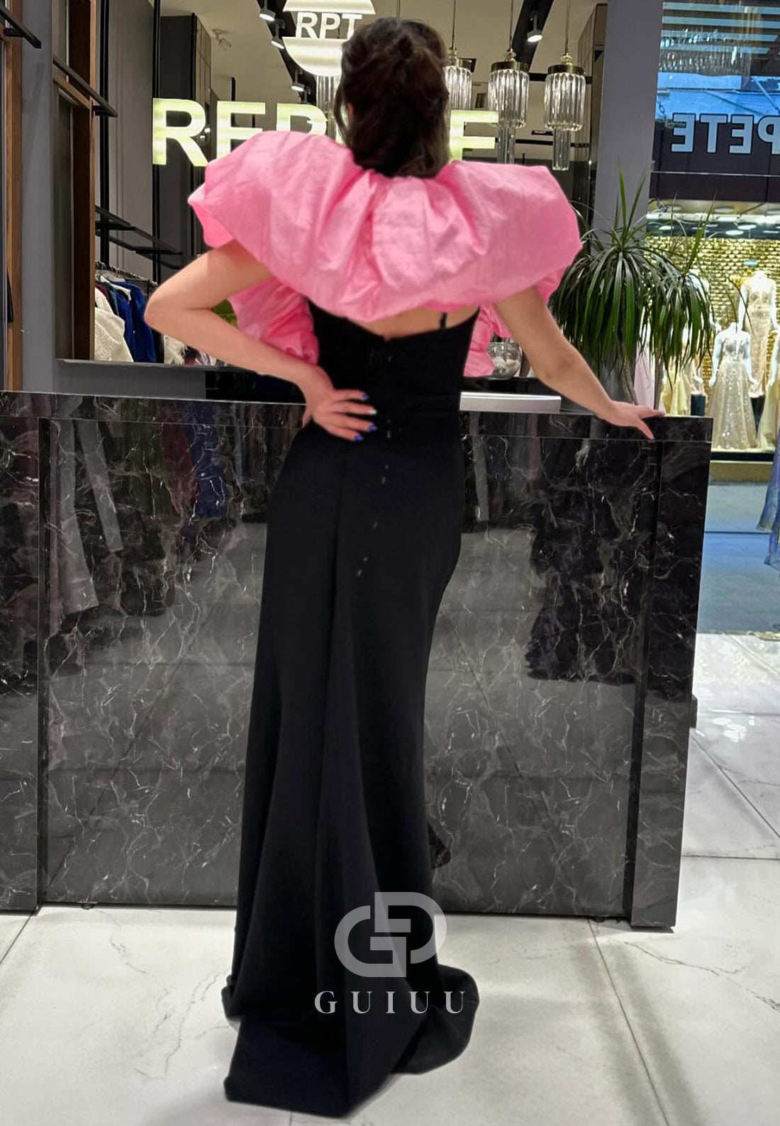 Black Sweetheart Cape Beads Slit Prom Dress