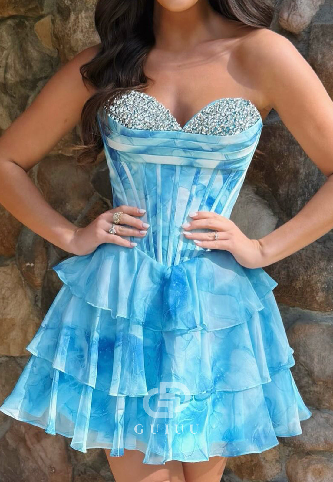 A-Line Sweetheart Sleeveless Ruffles Homecoming Dress