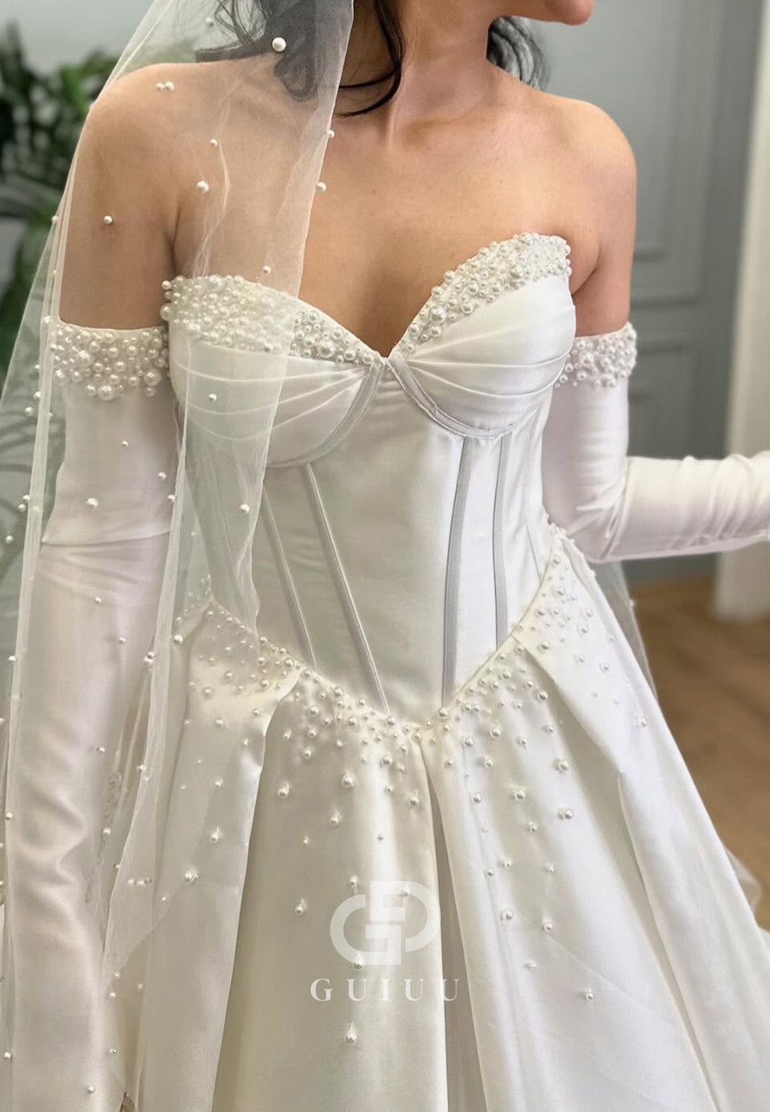 Simple Long Sleeves Off-Shoulder Corset A-Line Wedding Dress