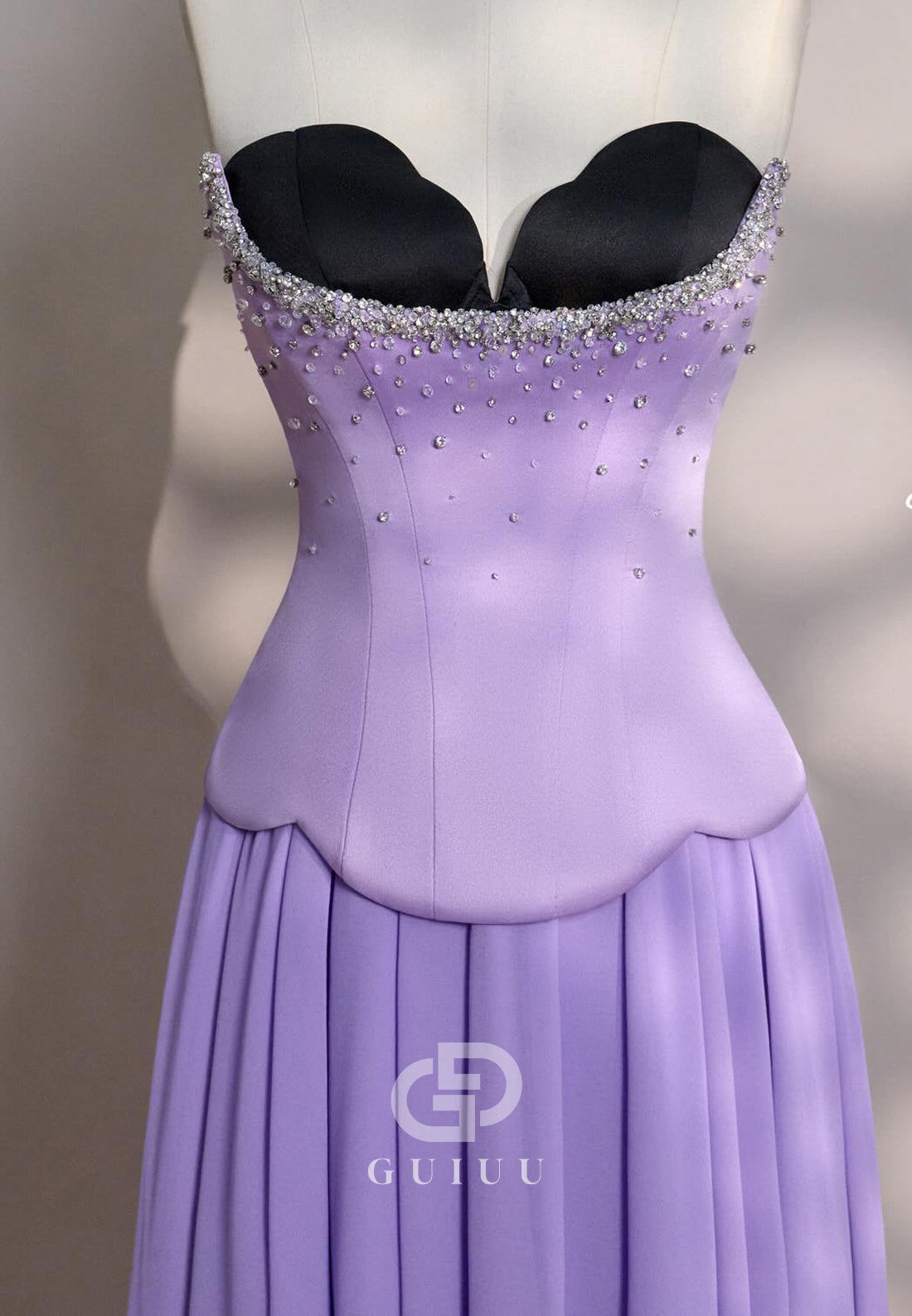 Lilac Sleeveless Strapless Corset A-Line Prom Dress