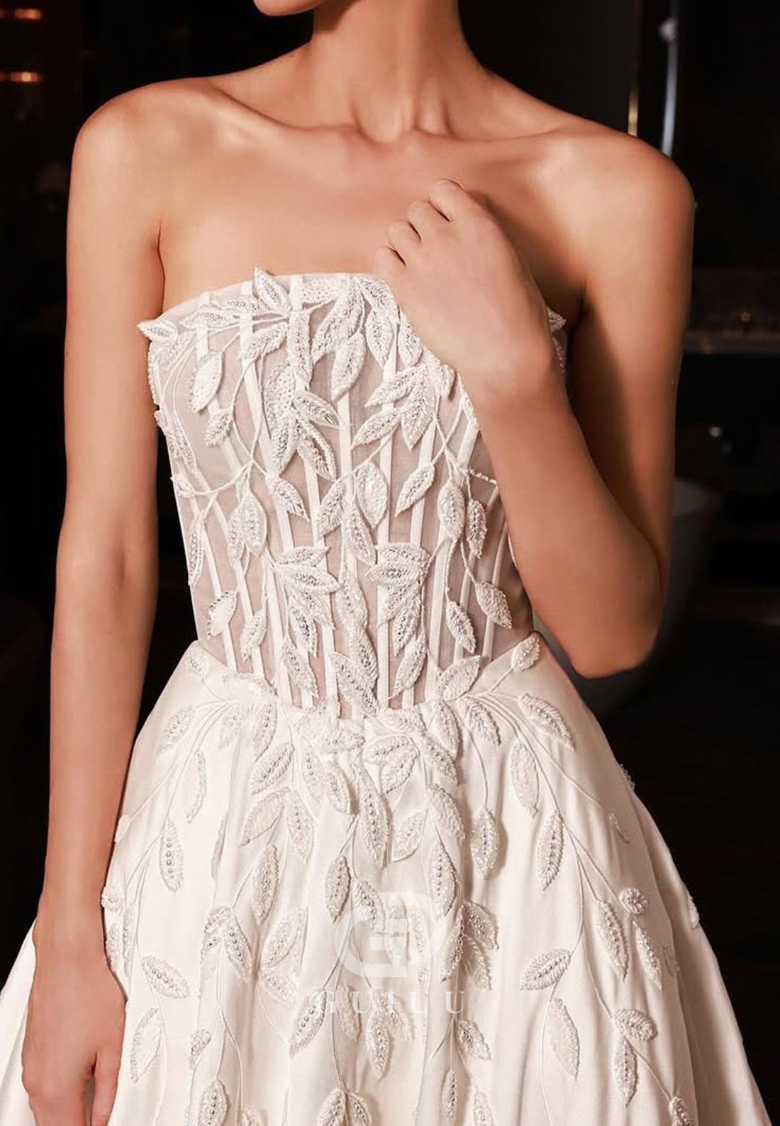Elegant A-Line Strapless Sleeveless Corset Wedding Dress