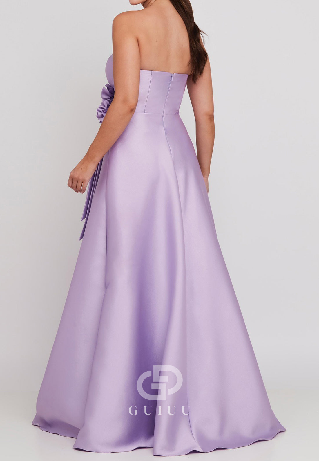 Lilac A-Line Strapless Sleeveless Bowknot Mother of the Bride Dress