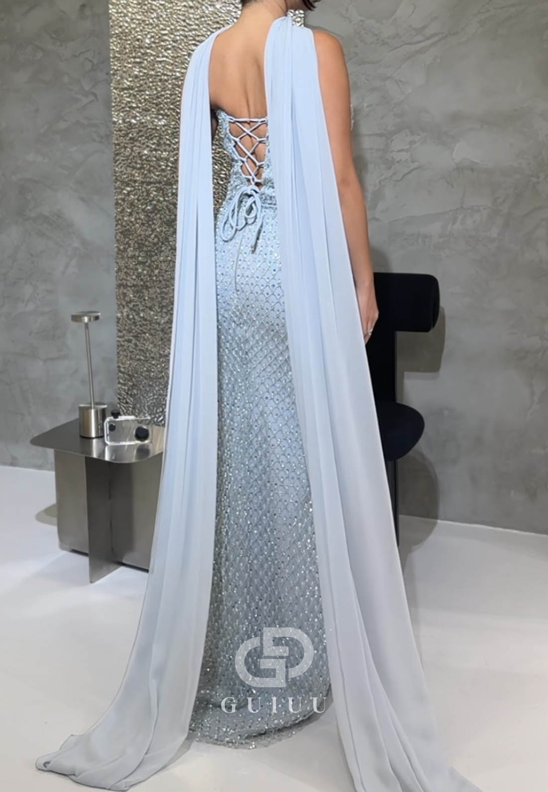 Mist Sleeveless Strapless Sequins Sheath Prom Dress