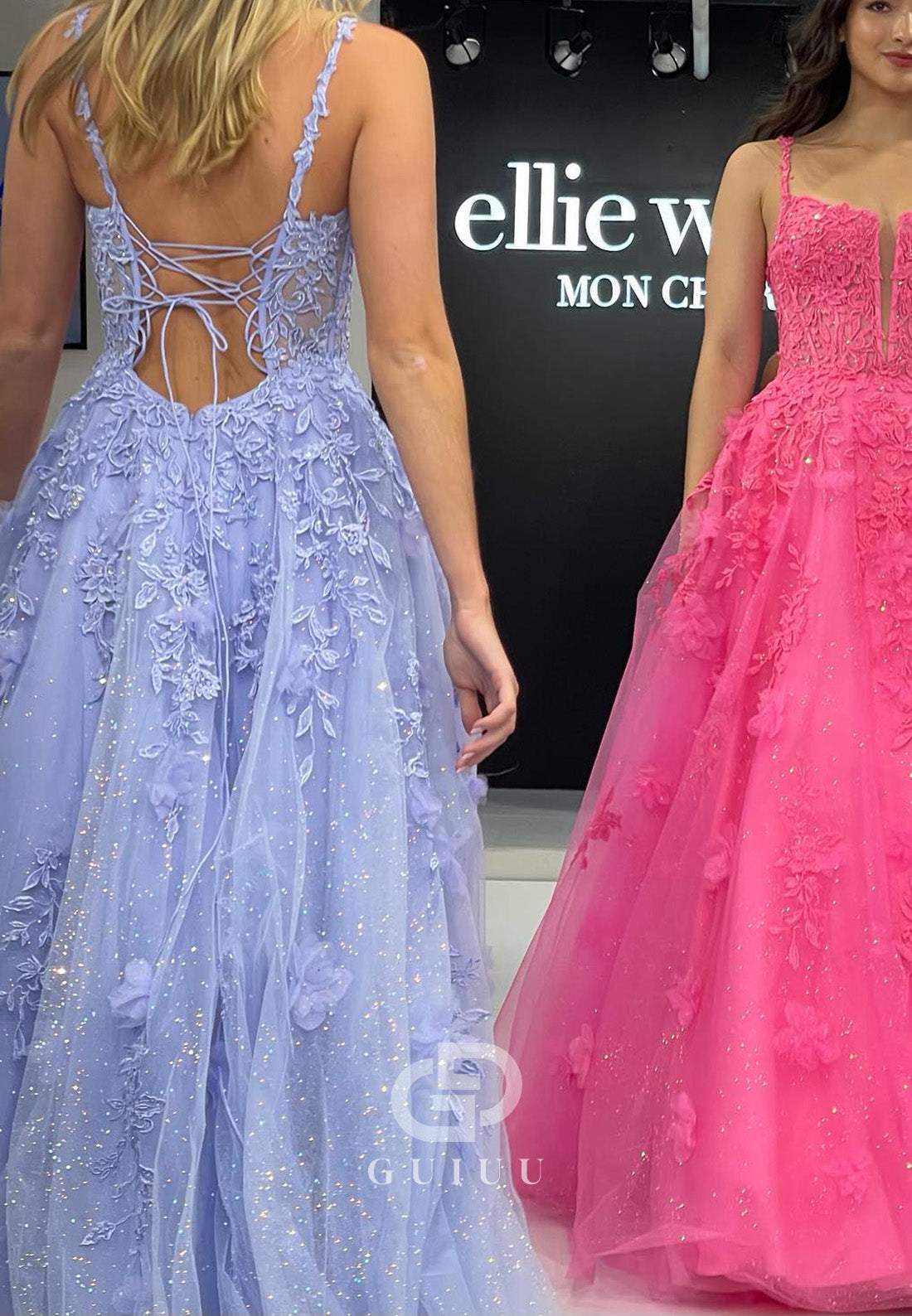 Charming A-Line Spaghetti Straps Sweetheart Appliques Prom Dress