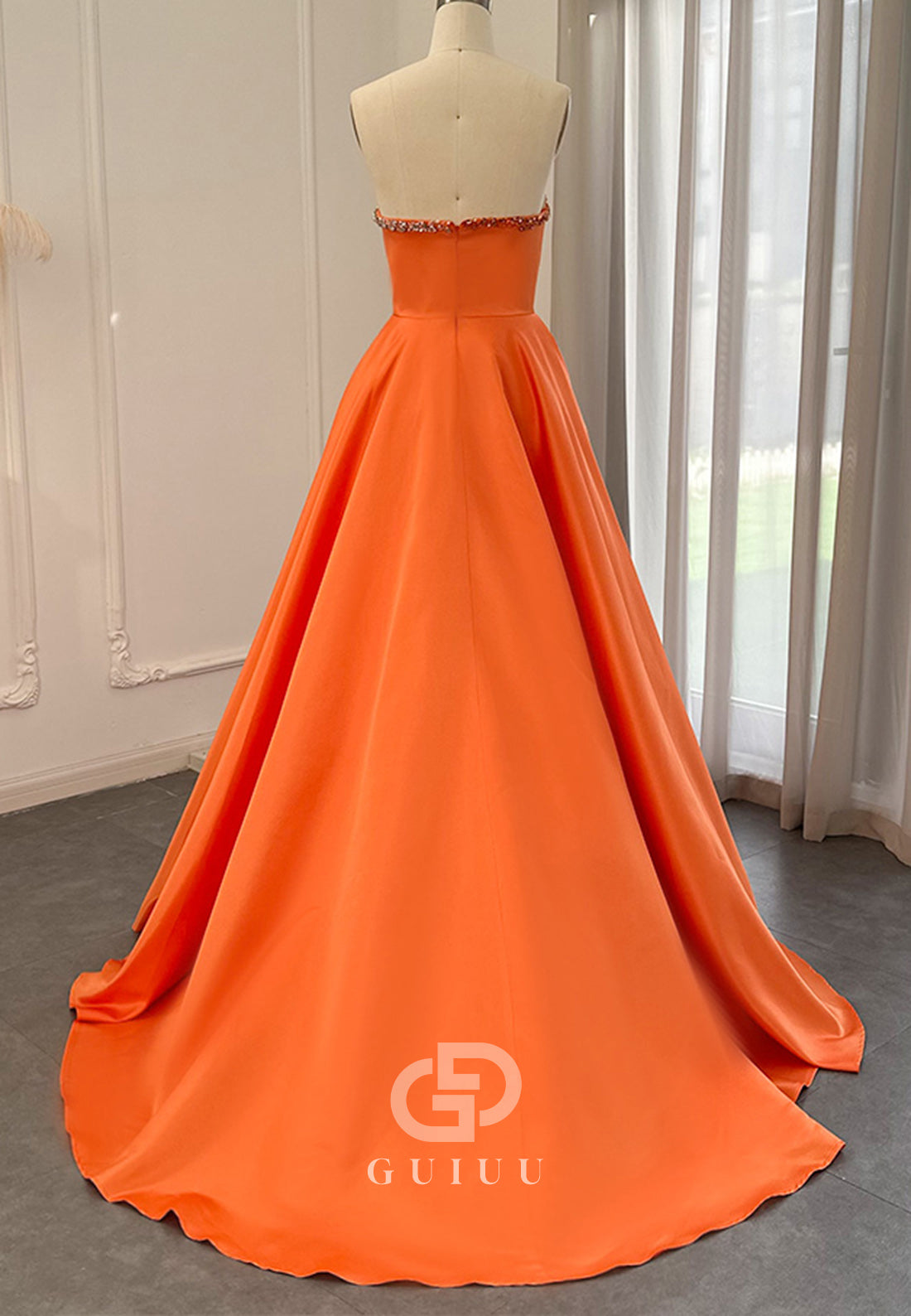 A-Line Strapless Sleeveless Empire-Waist Evening Dress