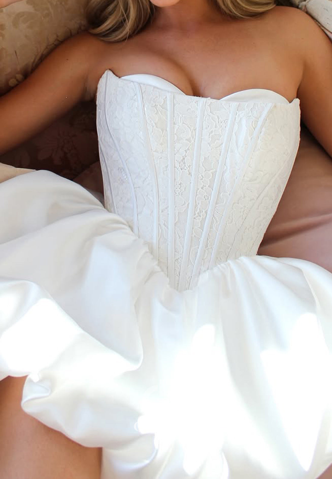 A-Line Strapless Sleeveless Short Wedding Dress