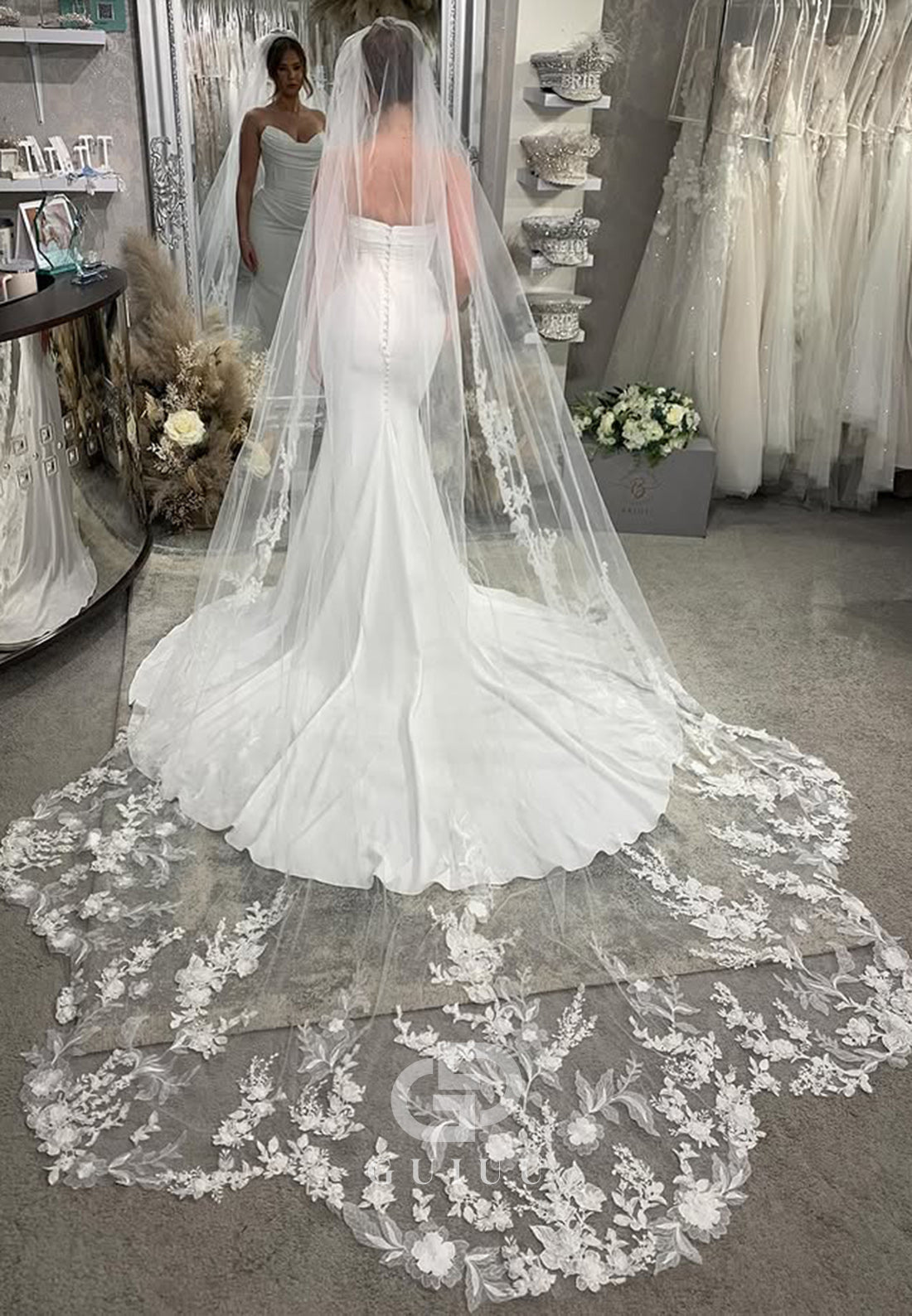 Simple Strapless Sleeveless Ruched Satin Wedding Dress