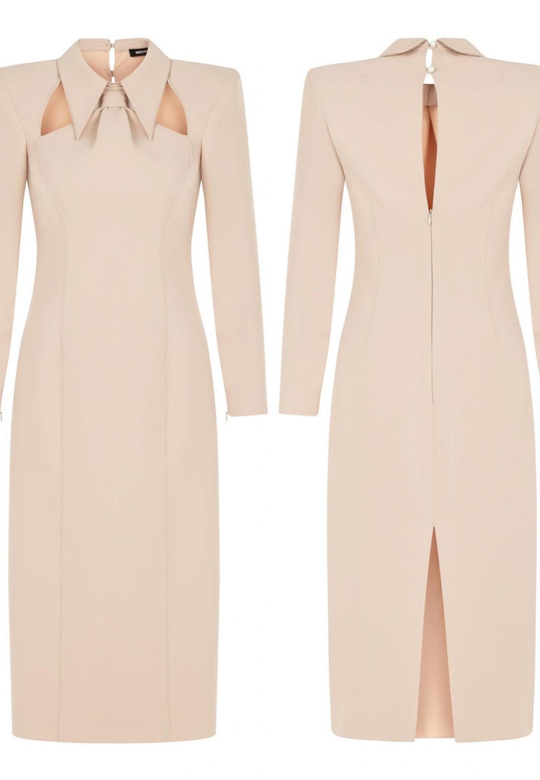 Elegant Suit collar Long Sleeves A-Line Work Dress