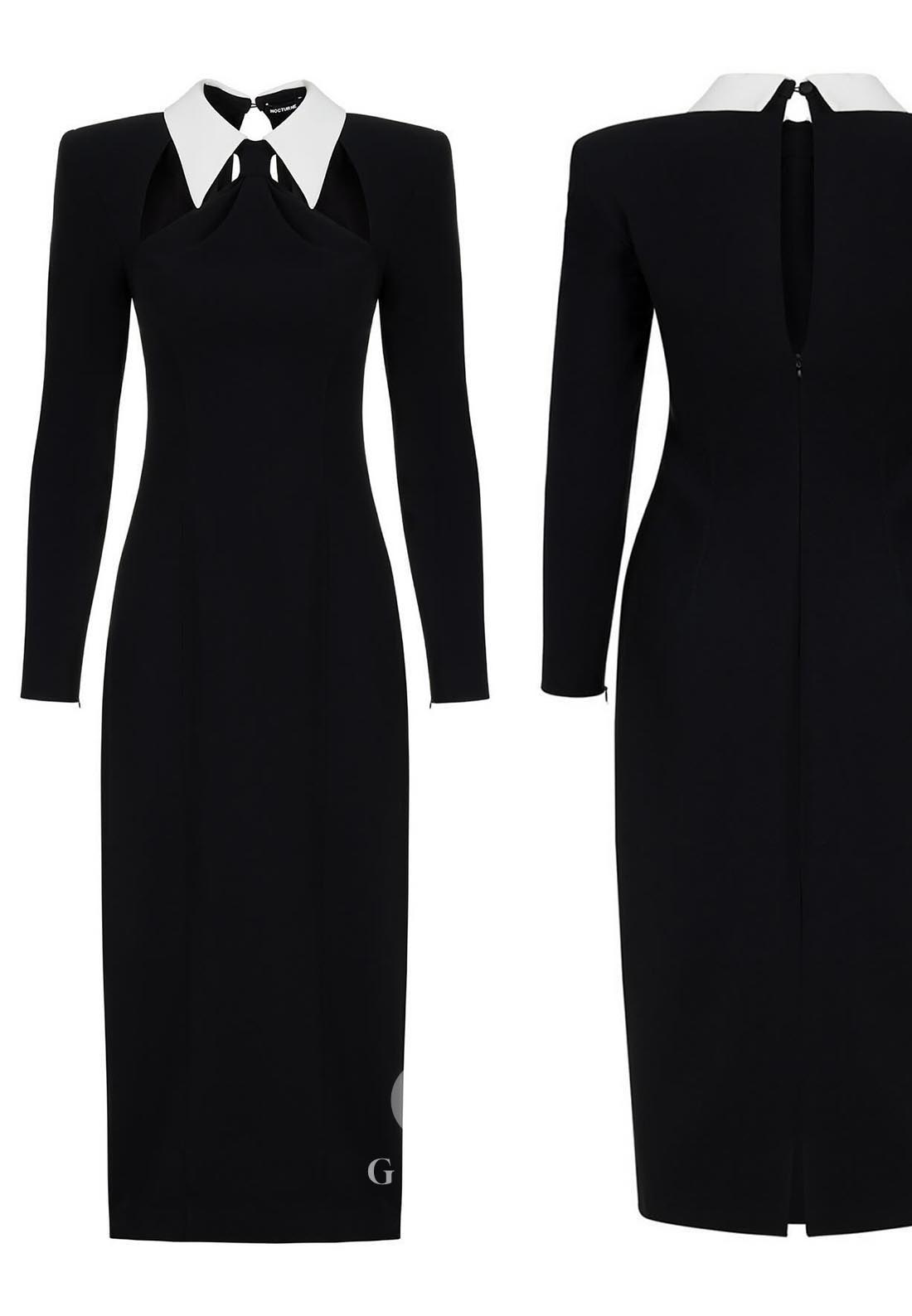 Elegant Suit collar Long Sleeves A-Line Work Dress