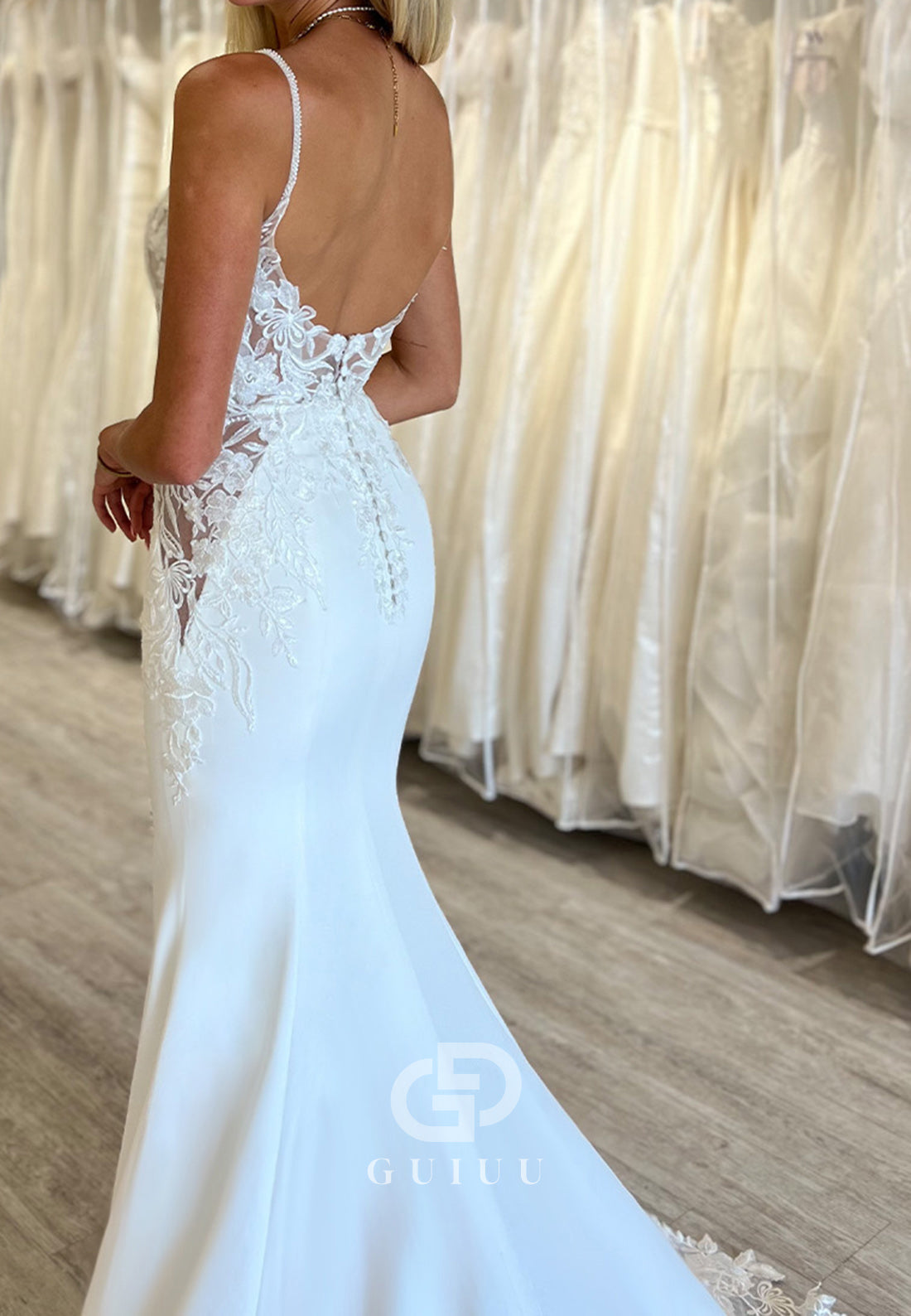 Spaghetti Straps Sweetheart Corset Tulle Mermaid Wedding Dress