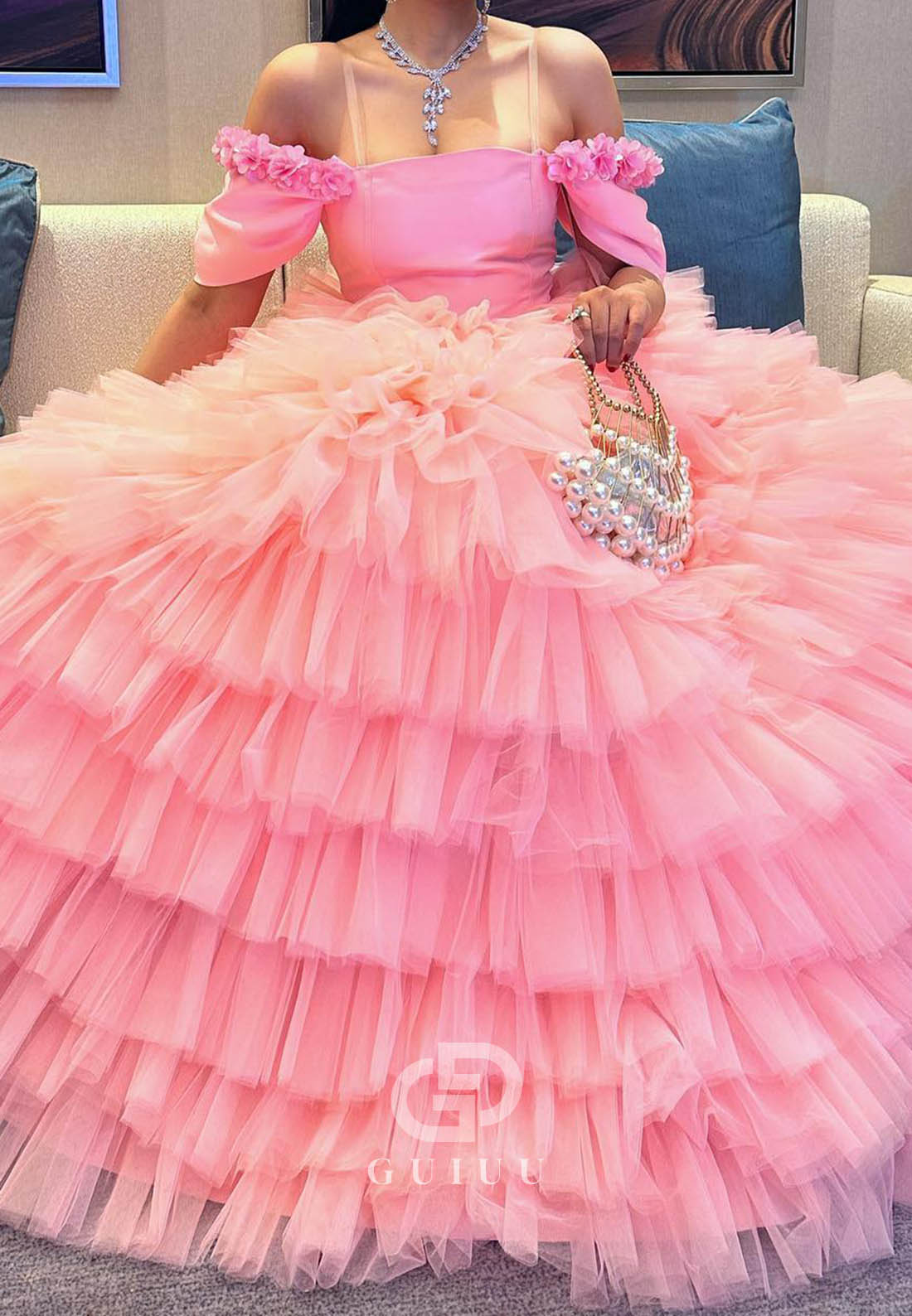 Blushing Pink Sleeveless Ruffles A-Line Prom Dress