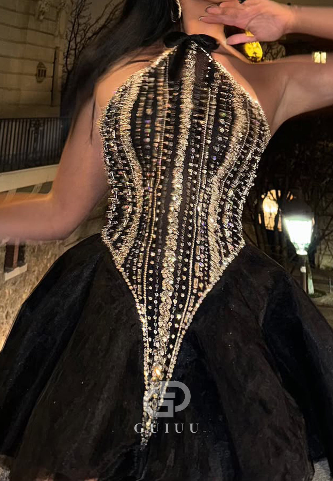 Black Halter Sleeveless Beads Short Homecoming Dress