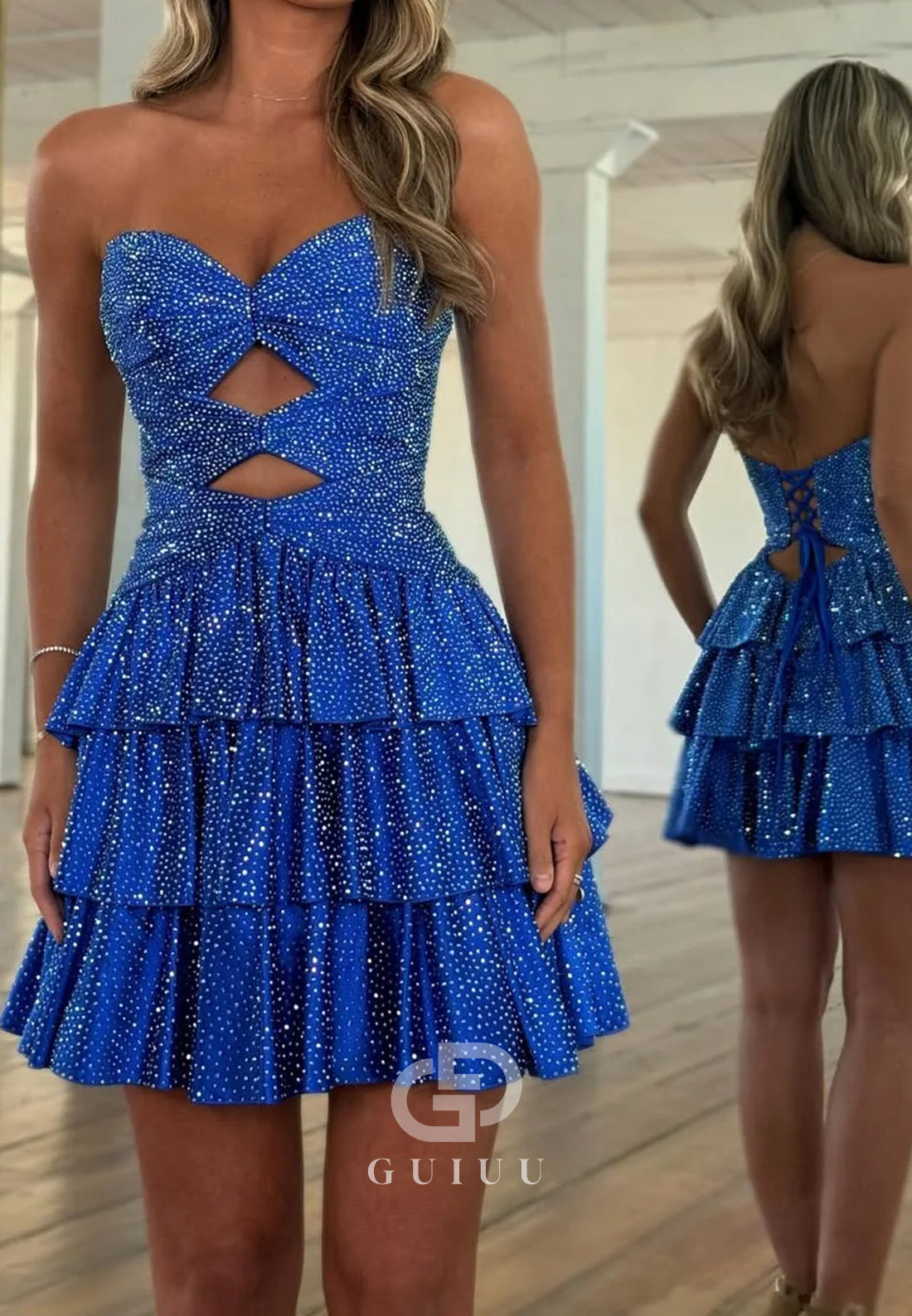 A-Line Strapless Sleeveless Ruffles Short Homecoming Dress