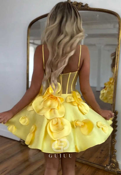 Simple Spaghetti Straps Sweetheart Corset Tulle Homecoming Dress