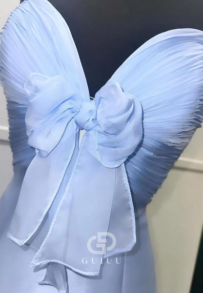 Simple Sleeveless Strapless Slit Mermaid Prom Dress