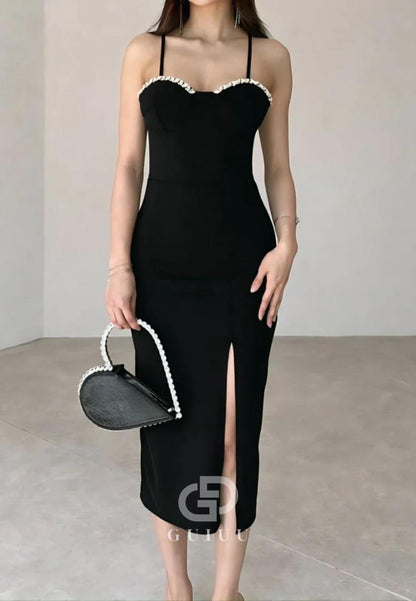 Spaghetti Straps Sweetheart Beads Short Evening Dress