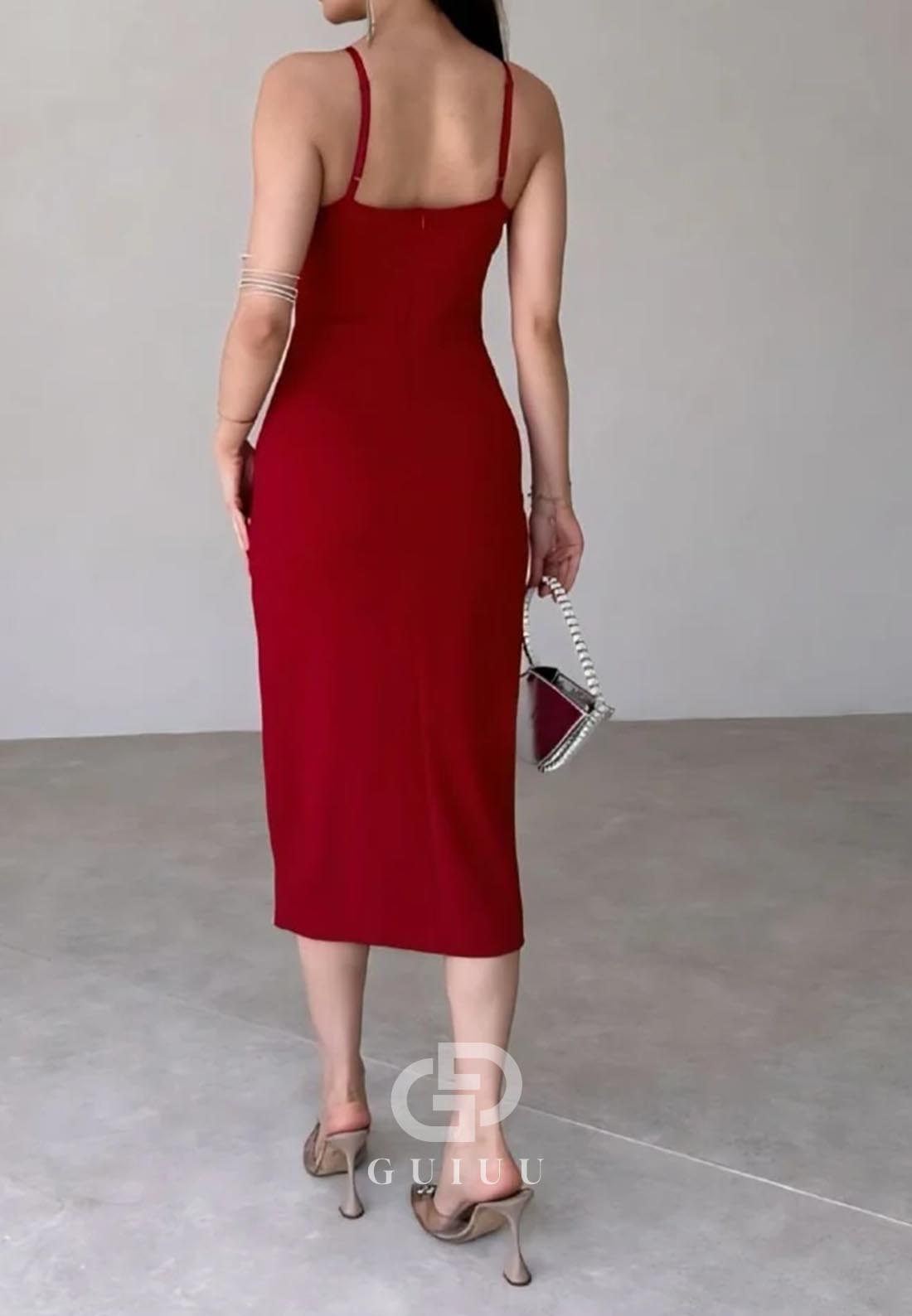 Spaghetti Straps Sweetheart Beads Short Evening Dress