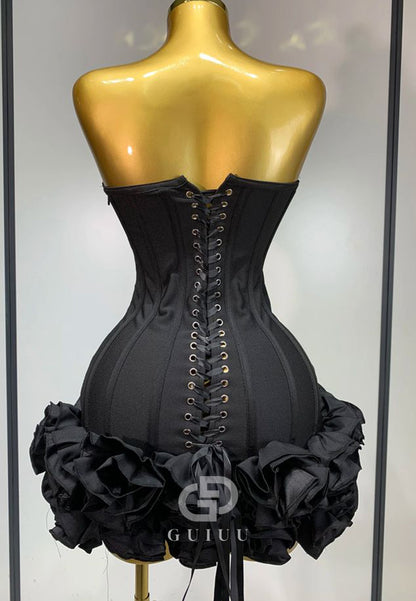 Red A-Line Strapless Sleeveelss Mini Homecoming Dress