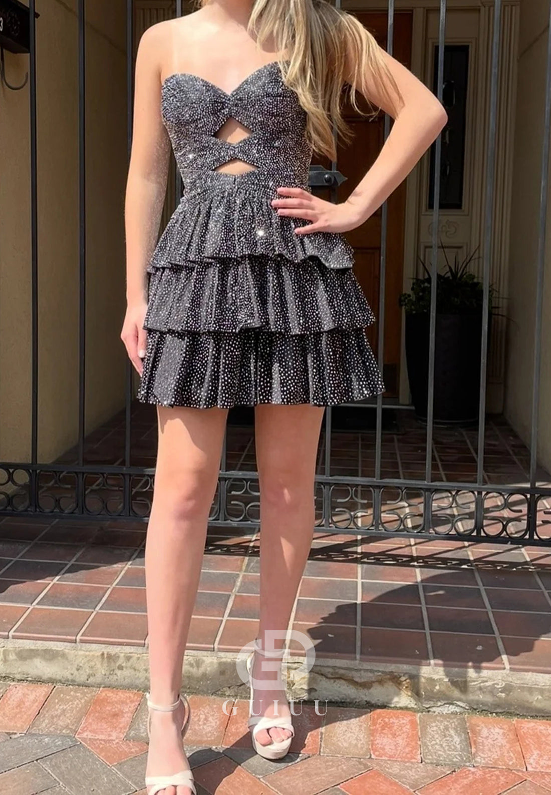 A-Line Strapless Sleeveless Ruffles Short Homecoming Dress