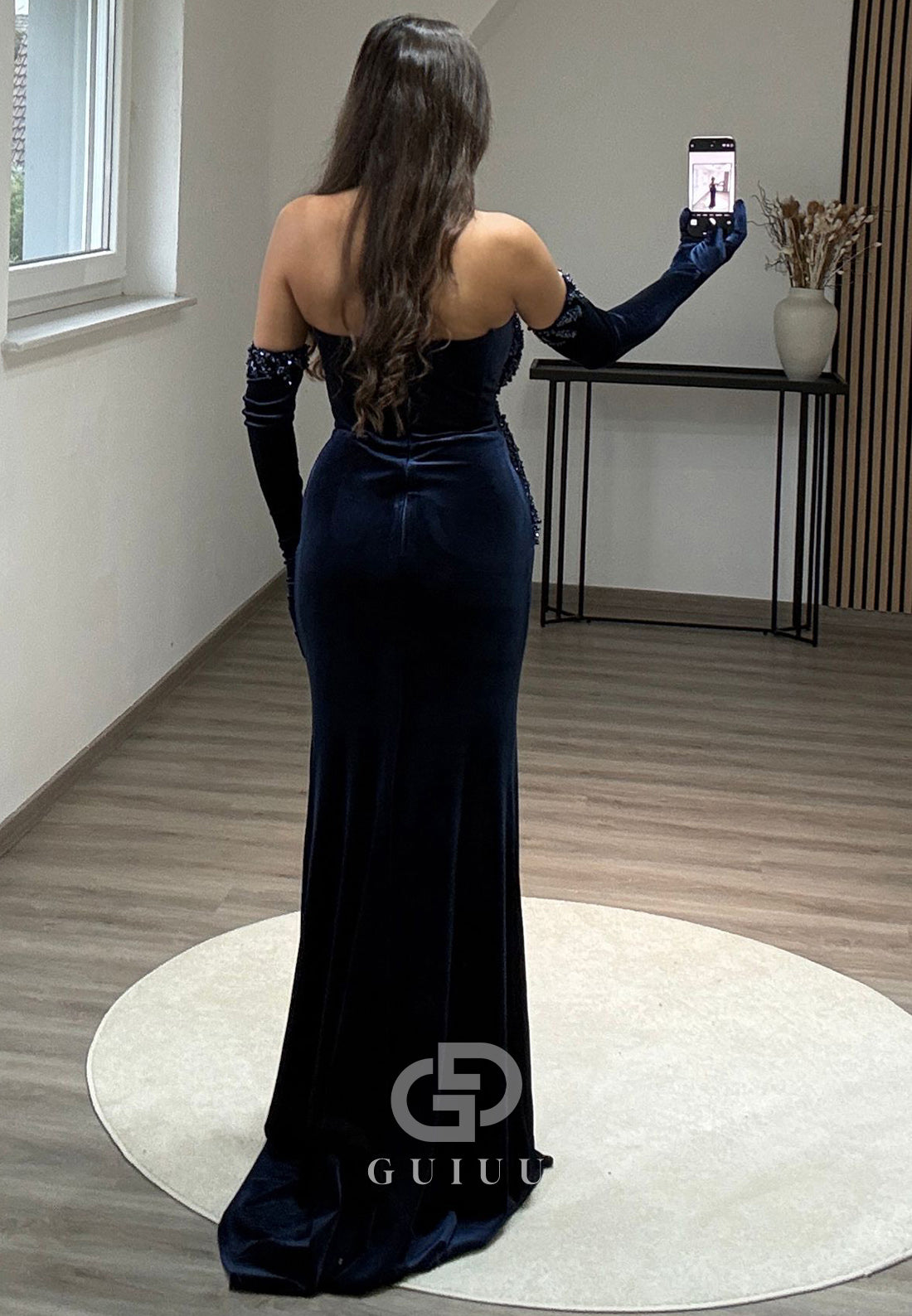 Velvet Pleats Sleeveless Floor-Length Prom Evening Dress