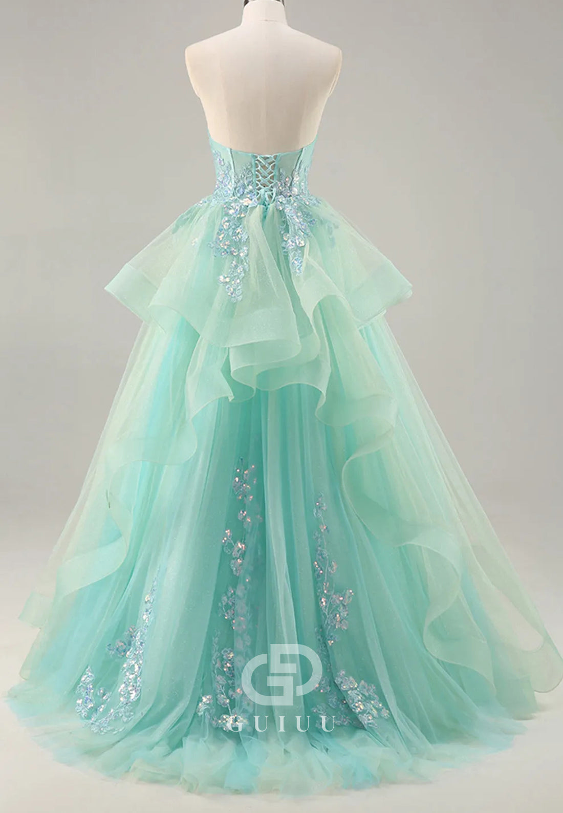 Sparkly Caribbean Strapless Corset Long Prom Dress with Ruffles