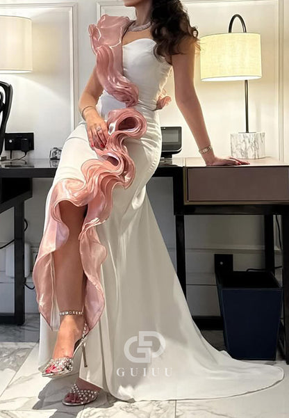 Chamring A-Line Sleeveless Strapless Ruffles A-Line Evening Dress