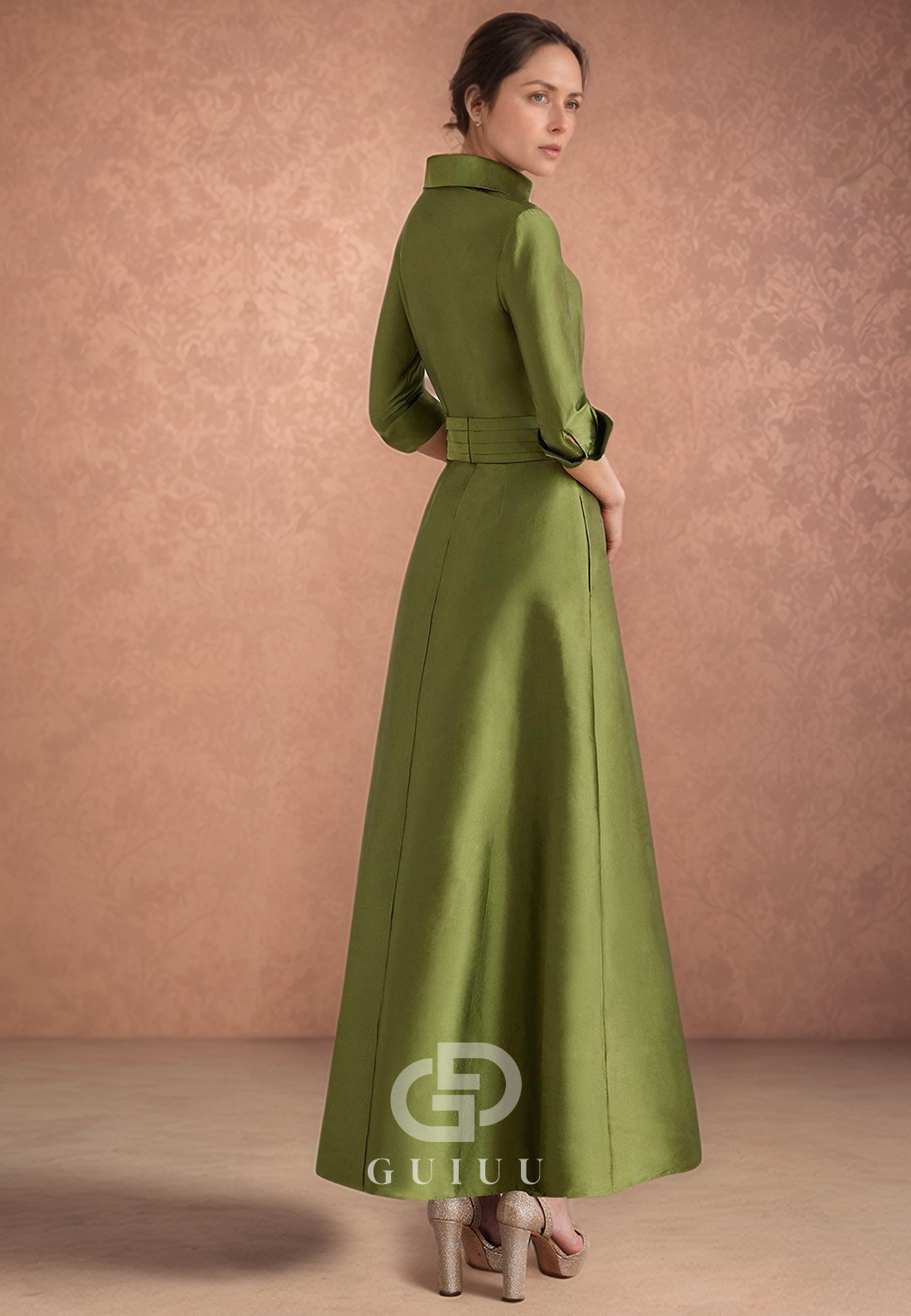 A-Line Half Sleeves Empire-Waist Shirt Mother of the Bride  Dress