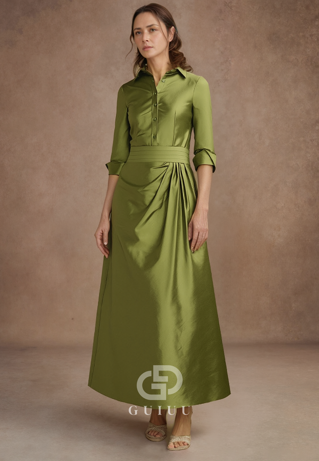 A-Line Half Sleeves Empire-Waist Shirt Mother of the Bride  Dress