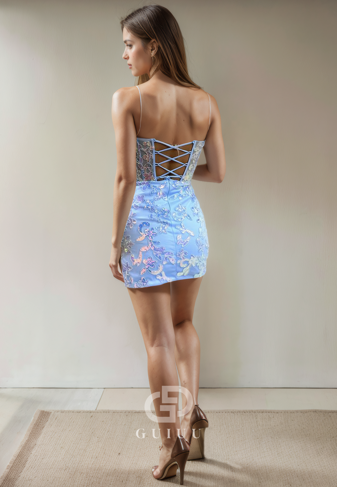 Sheath Strapless Straps Sleeveless Sequins Appliques Criss Cross Straps Homecoming Dress