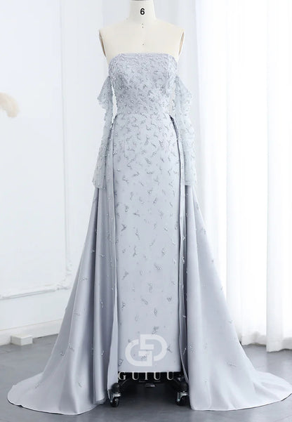 Elegant Long Sleeves Off-Shoulder Sequins Corset Evening Dress